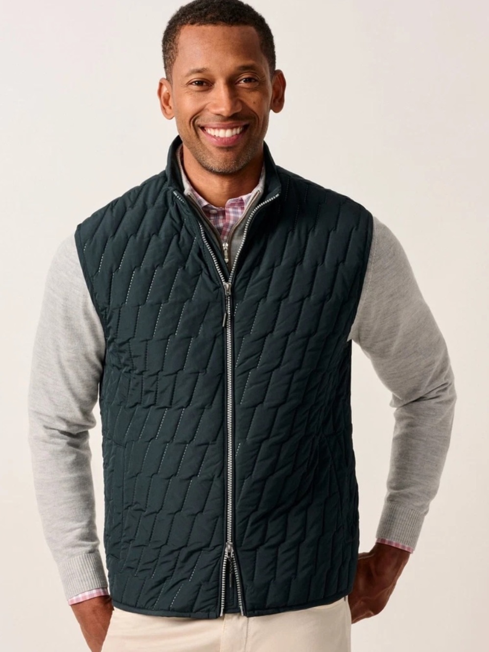 Johnnie O Belfry Quilted Blue Vest Size Large